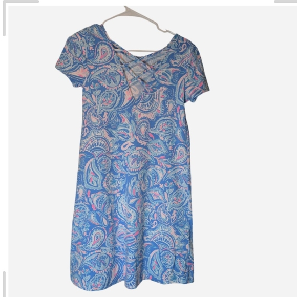 Pre-owned Lilly Pulitzer Vibrant Blue and Pink Paisley Cover-Up - Picture 3 of 8